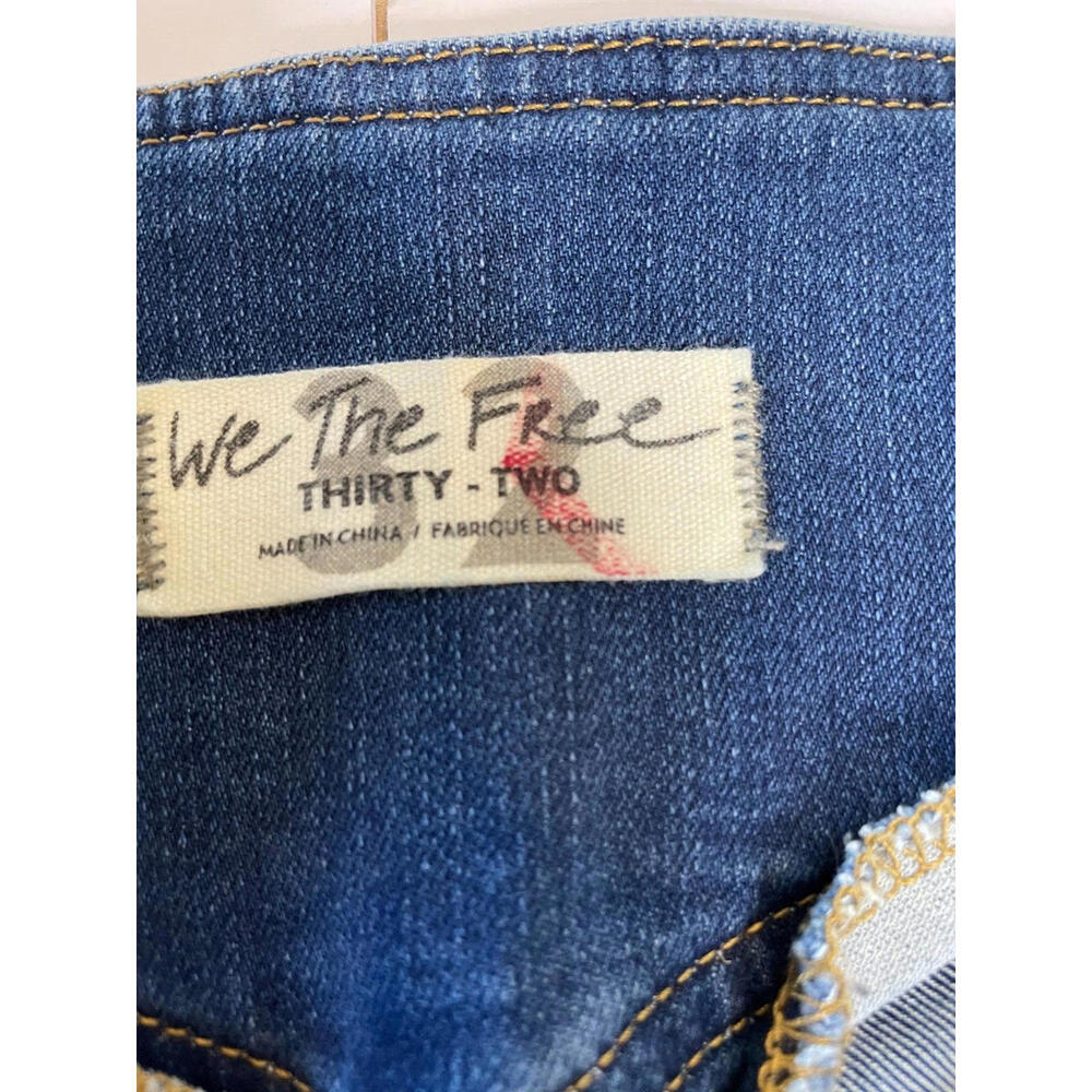 We The Free Curvy Denim Retro Flare Jean Seam Front High Rise Raw Hem Stretch 32 - Picture 6 of 8